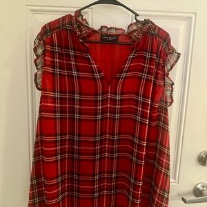 Lane Bryant Red and Black Plaid Top